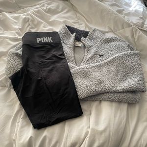 PINK Sherpa Pullover & Leggings Set
